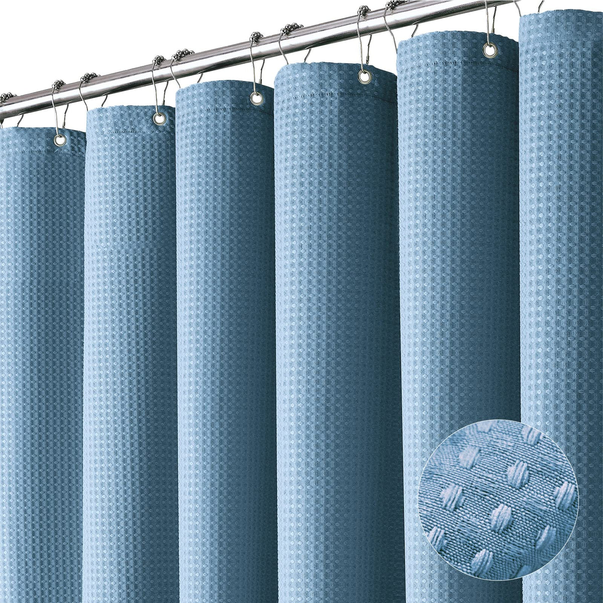 Dynamene Waffle Shower Curtain 256 GSM Heavy Duty Fabric 72"x72" Sage Green