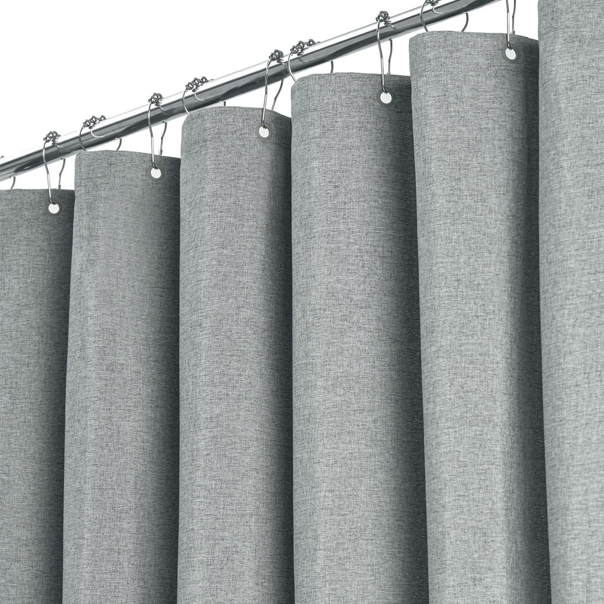 BTTN Grey Linen Textured Waterproof Fabric Shower Curtain Set, 72x72, Gray