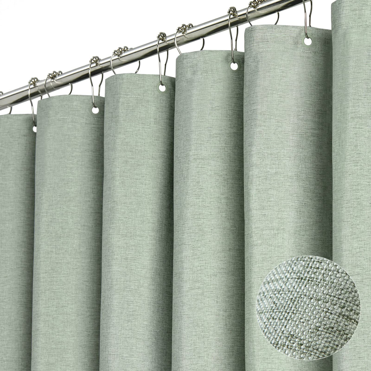 BTTN Grey Linen Textured Waterproof Fabric Shower Curtain Set, 72x72, Gray